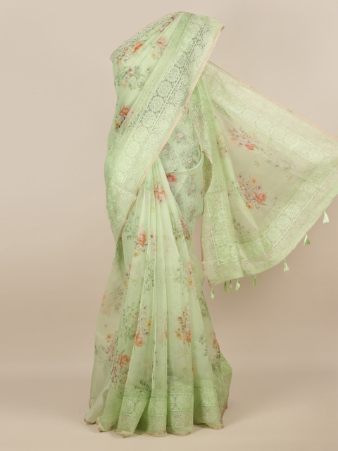 

Pothys Green Floral Printed Tissue Saree