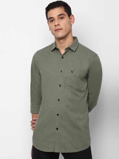 Allen Solly Men Olive Green Slim Fit Solid Casual Shirt