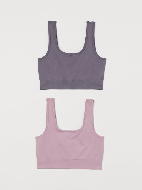 

H&M Women 2-pack Grey & Pink Seamless Sports Bras 0924935002