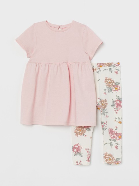 

H&M Girls White & Pink 2 Piece Cotton Set