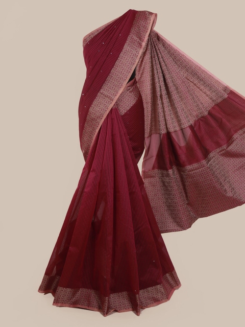 

Pothys Magenta Striped Supernet Saree