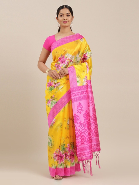 

The Chennai Silks Yellow Printed Polyester Saree