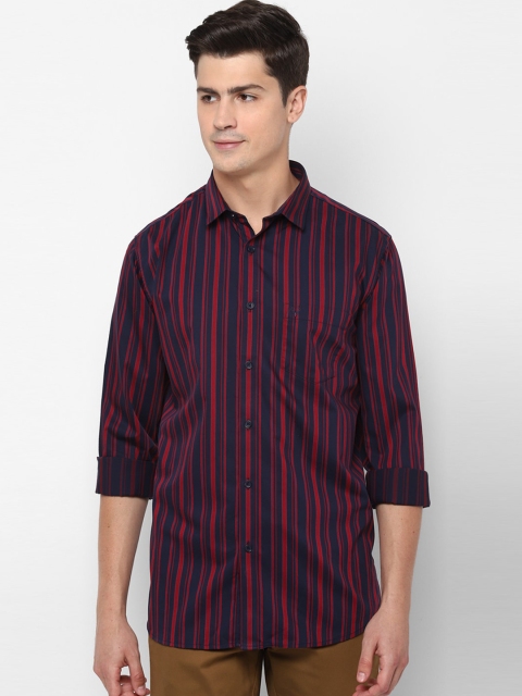 

Allen Solly Men Navy Blue & Red Slim Fit Striped Cotton Casual Shirt