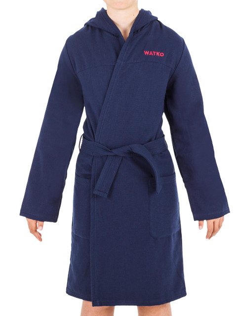 

WATKO By Decathlon Kids Navy Blue Solid Pool Sustainable Bath Robe