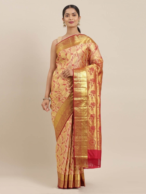 

The Chennai Silks Gold-Toned Pure Silk Woven Design Kanjeevaram Saree