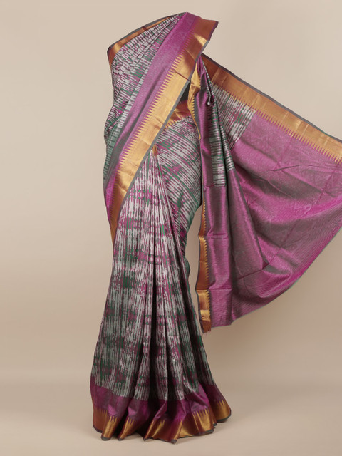 

Pothys Purple Printed Jute Silk Saree