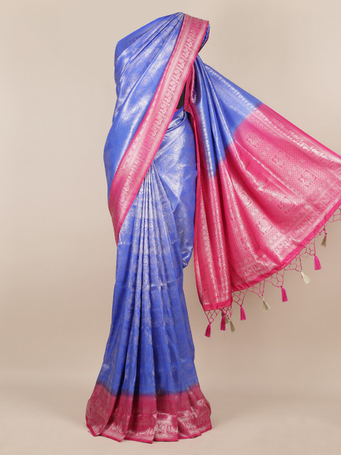 

Pothys Blue Woven Design Jute Silk Saree
