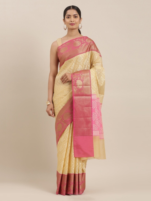 

The Chennai Silks Beige Organza Woven Design Banarasi Saree
