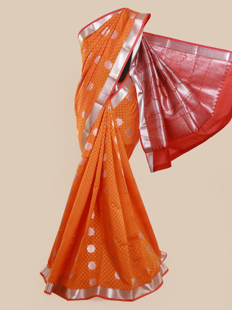 

Pothys Orange Woven Design Art Silk Saree
