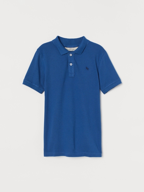 

H&M Boys Blue Solid Cotton Polo Shirt