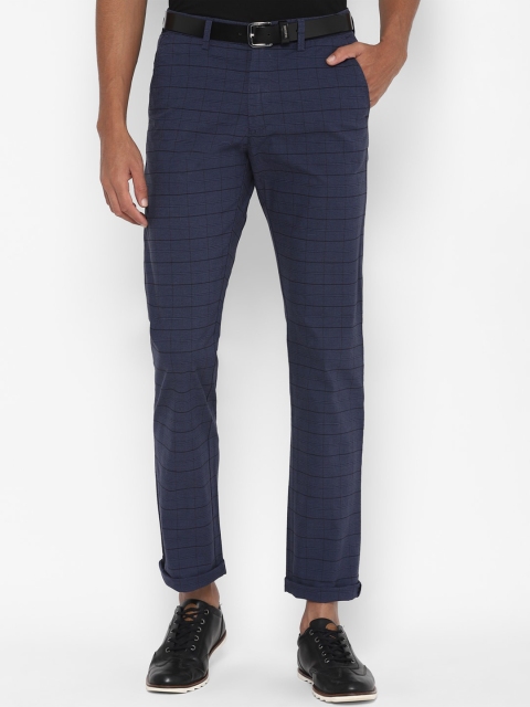 

Allen Solly Men Navy Blue Checked Regular Trousers