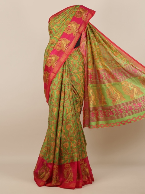 

Pothys Green Printed Jute Silk Saree