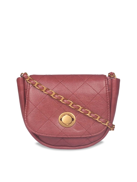 

Bagkok Maroon Colourblocked Handheld Bag
