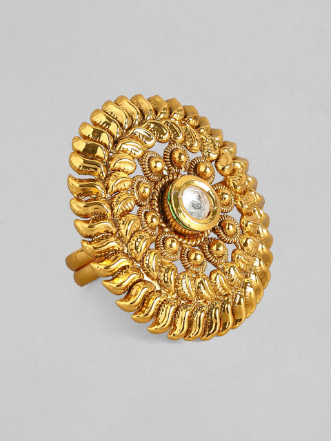 

Rubans Gold-Plated White Kundan-Studded Handcrafted Finger Ring