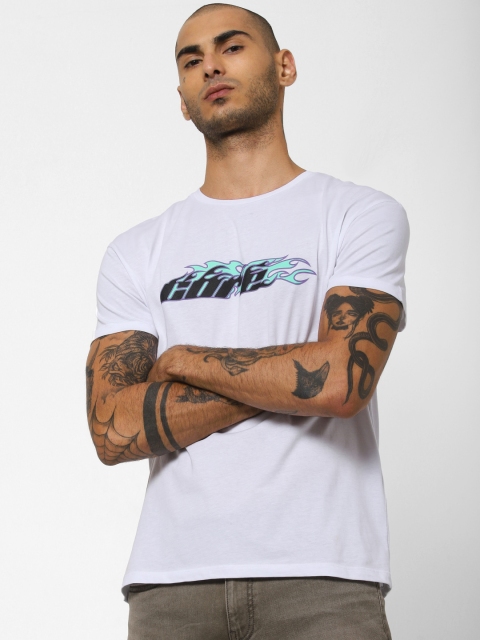 

Jack & Jones Men White Printed Round Neck T-shirt
