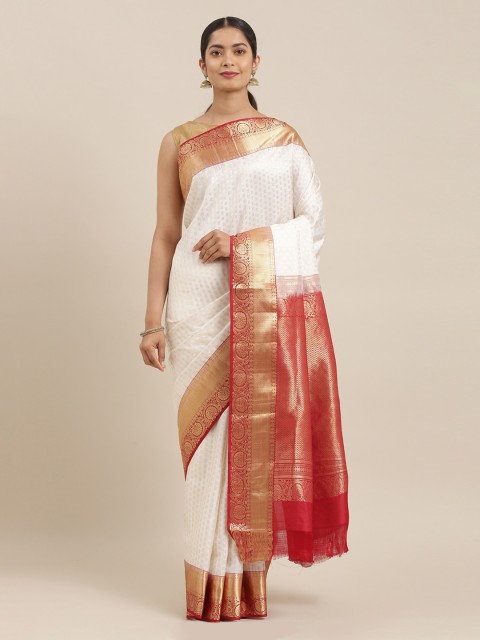 

The Chennai Silks Off-White Pure Silk Woven Design Kanjeevaram Saree