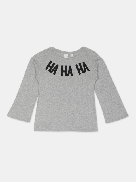 

GAP Girls Grey Long Sleeve Heathered Embellished T-Shirt