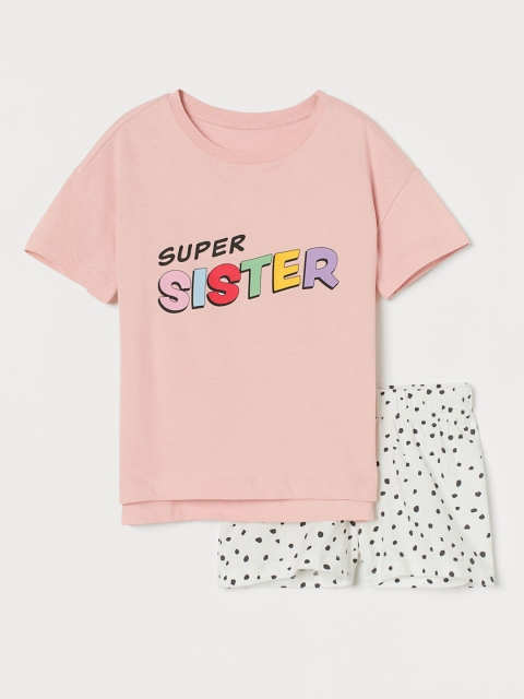 

H&M Girls Pink & White Night Suit