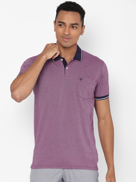 

Allen Solly Men Purple Self Design Polo Collar T-shirt