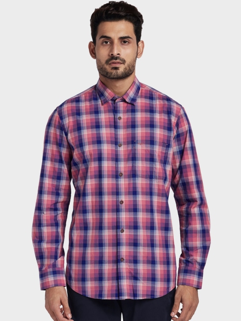 

ColorPlus Men Pink Tailored Fit Checked Casual Shirt