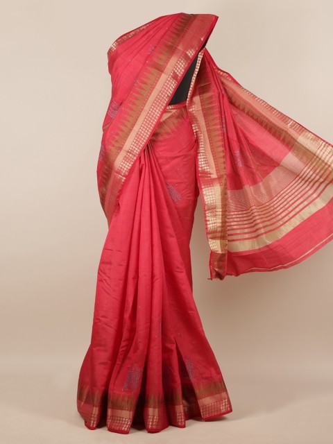 

Pothys Maroon Solid Jute Silk Saree