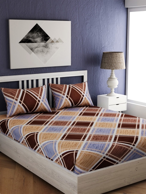 

EverHOME Unisex Multi Colored Cotton Bedsheets, Brown