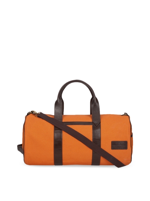 

CRUST Orange & Brown Solid Genuine Leather Duffel Bag