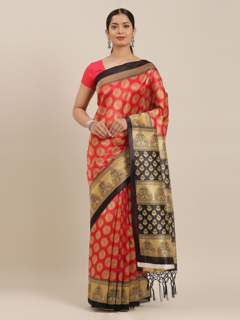 

The Chennai Silks Red Woven Design Polyester Saree