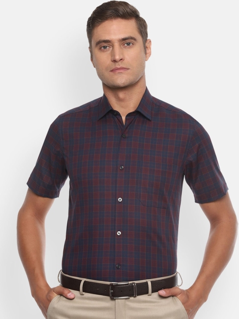 

Louis Philippe Men Navy Blue Slim Fit Checked Casual Shirt