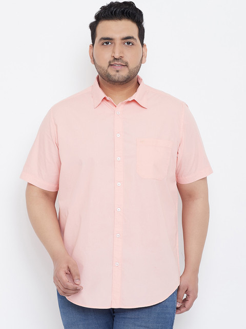 

Chennis Men Pink Regular Fit Solid Plus Size Casual Shirt