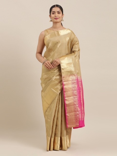 

The Chennai Silks Khaki Woven Design Kanjeevaram Saree