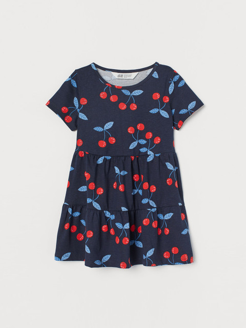 

H&M Girls Multicolored Printed Cotton Dress, Multi