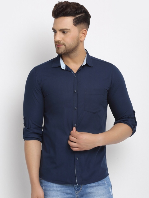 

Cantabil Men Blue Slim Fit Solid Casual Shirt