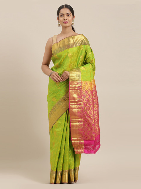 

The Chennai Silks Green Pure Silk Woven Design Kanjeevaram Saree
