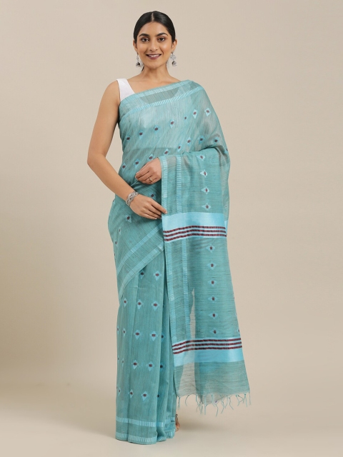 

The Chennai Silks Blue Woven Design Linen Blend Saree