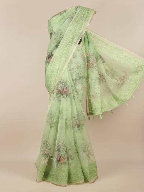 

Pothys Green Printed Tissue Saree