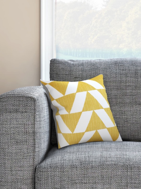 

Living scapes by Pantaloons Yellow & White Single Embroidered Square Cushion Covers