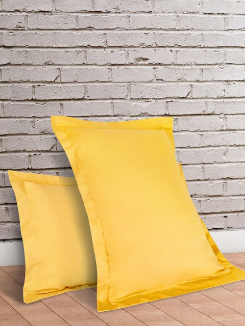 

Living scapes by Pantaloons Set Of 2 Yellow Solid 210 TC Pillow Covers