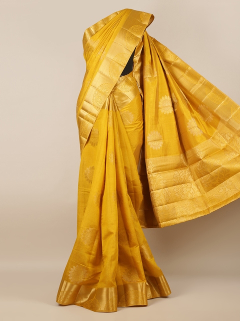

Pothys Mustard Woven Design Jute Silk Saree