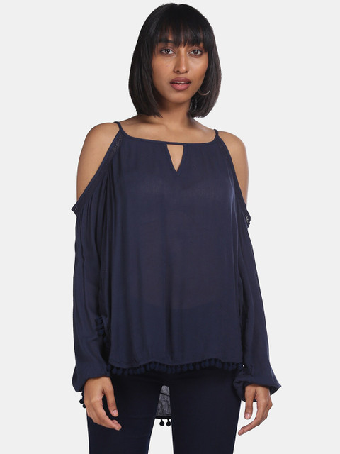 

Aeropostale Women Blue Solid Regular Top