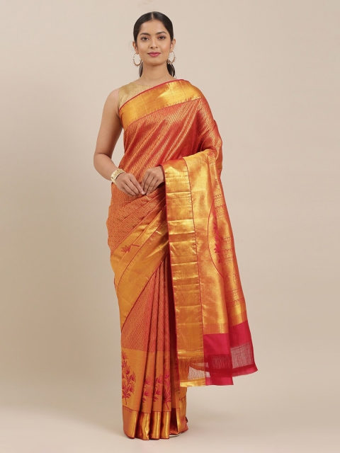 

The Chennai Silks Maroon & Gold-Toned Pure Silk Woven Design Kanjeevaram Saree