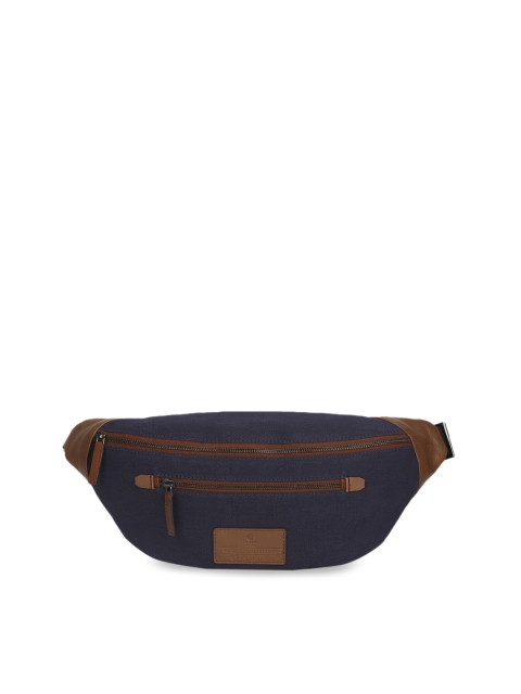 

CRUST Unisex Navy Blue & Tan Brown Solid Waist Pouch