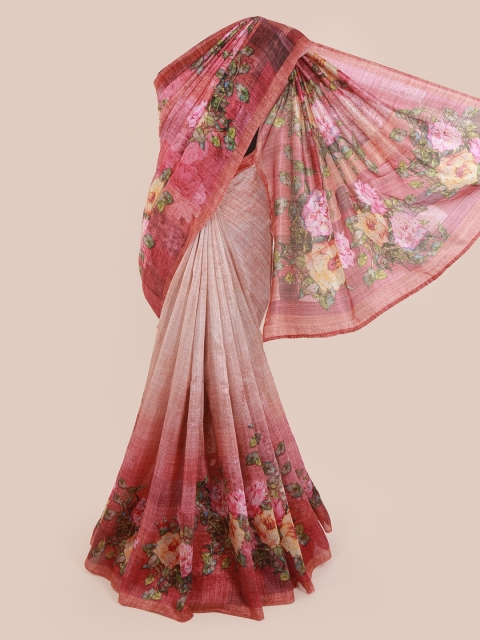 

Pothys Red Printed Linen Blend Saree
