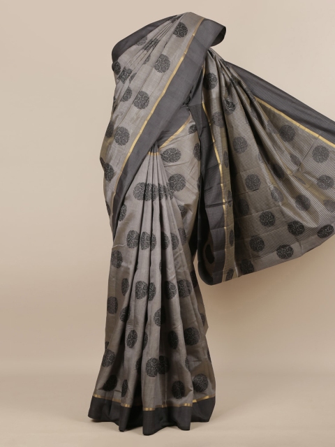 

Pothys Grey Printed Jute Silk Saree