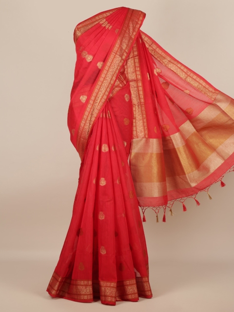

Pothys Red Woven Design Jute Silk Saree