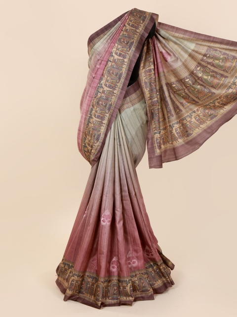 

Pothys Pink & Taupe Jute Cotton Printed Saree