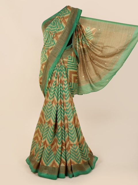 

Pothys Green Printed Jute Cotton Saree