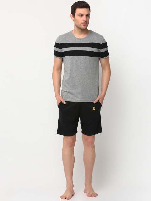

VIMAL JONNEY Men Grey & Black Striped Night Suit T_8_MLG_N8_BLK_02