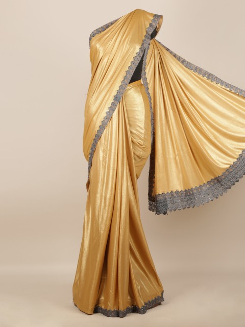 

Pothys Gold-Toned Solid Poly Georgette Saree