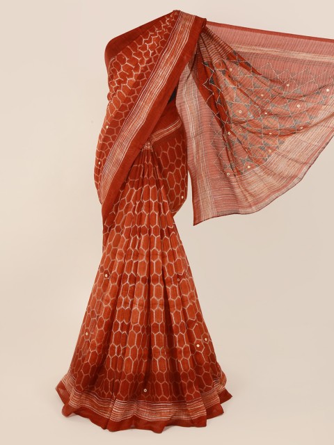 

Pothys Orange Woven Design Jute Cotton Saree